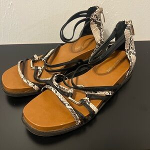Women's Faux Snakeskin Black and Brown Sandals